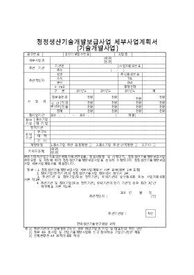 사업계획서 (청정생산기술개발보급사업세부사업계획서)